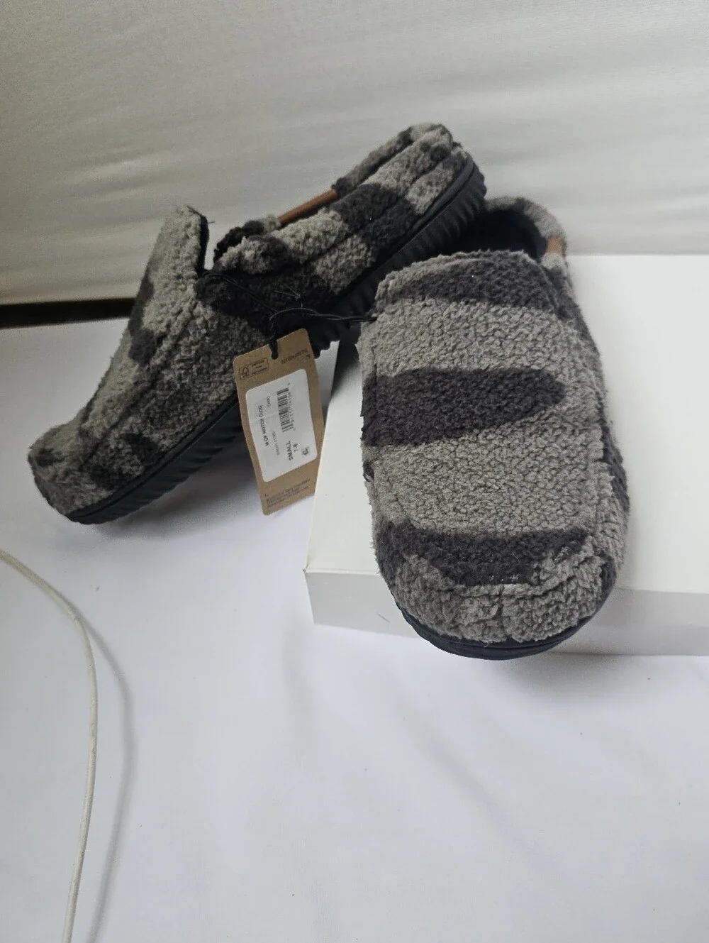 Dearfoams Men's Clog Slippers Gel Infused Memory Foam Camo Grey Size S 7-8 NWT